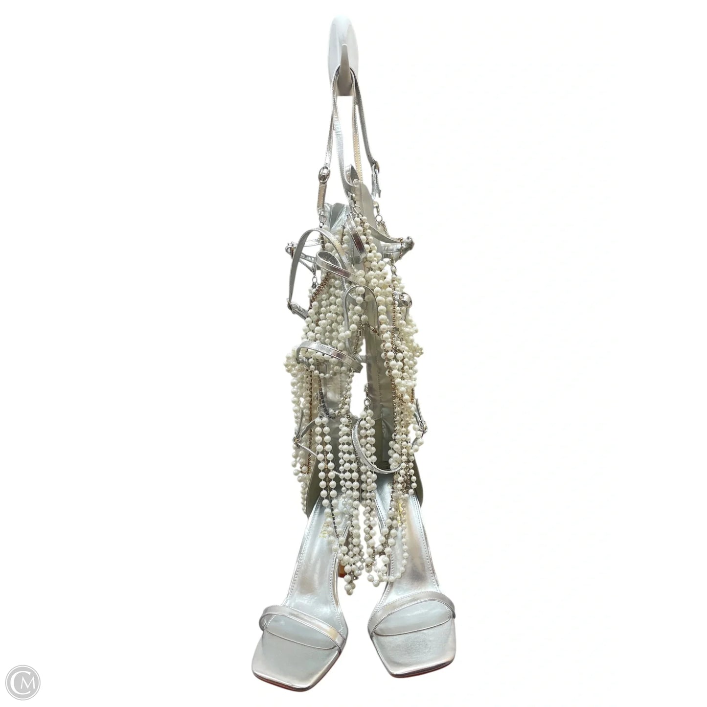 Sandals Heels Stiletto By Cmf In Silver, Size: 8.5