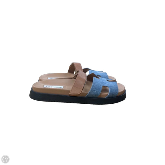 Sandals Flats By Steve Madden In Blue Denim, Size: 9.5