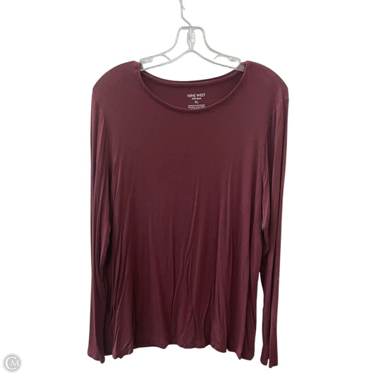 Top Long Sleeve Basic By Nine West In Maroon, Size: Xl