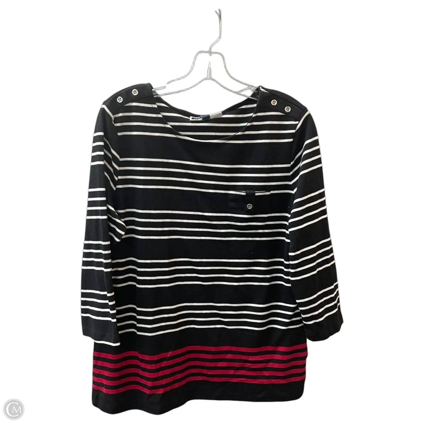 Top Long Sleeve By Karen Scott In Black & Red, Size: L