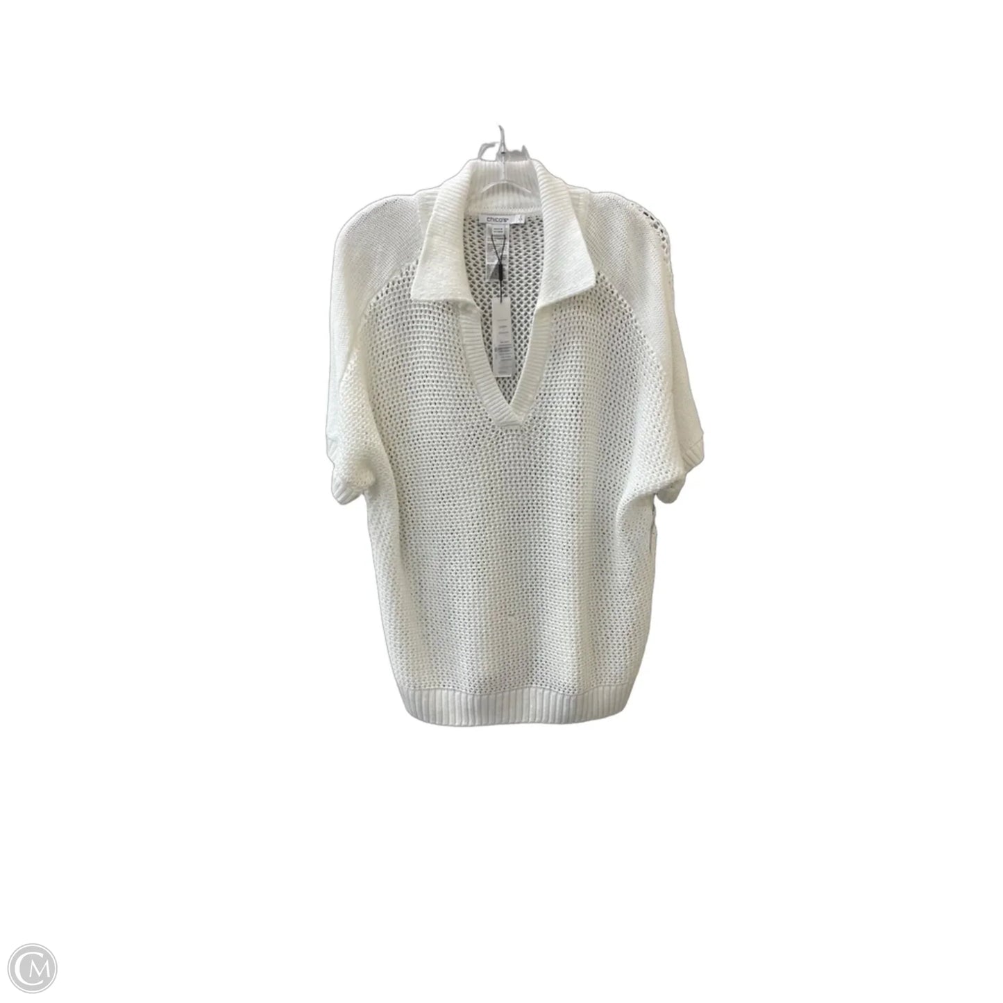 Sweater Short Sleeve By Chicos In White, Size: L