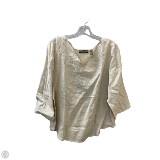 Top Long Sleeve By Sunset Cove In Tan, Size: Xl