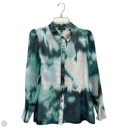 Blouse Long Sleeve By Alfani In Green & White, Size: S