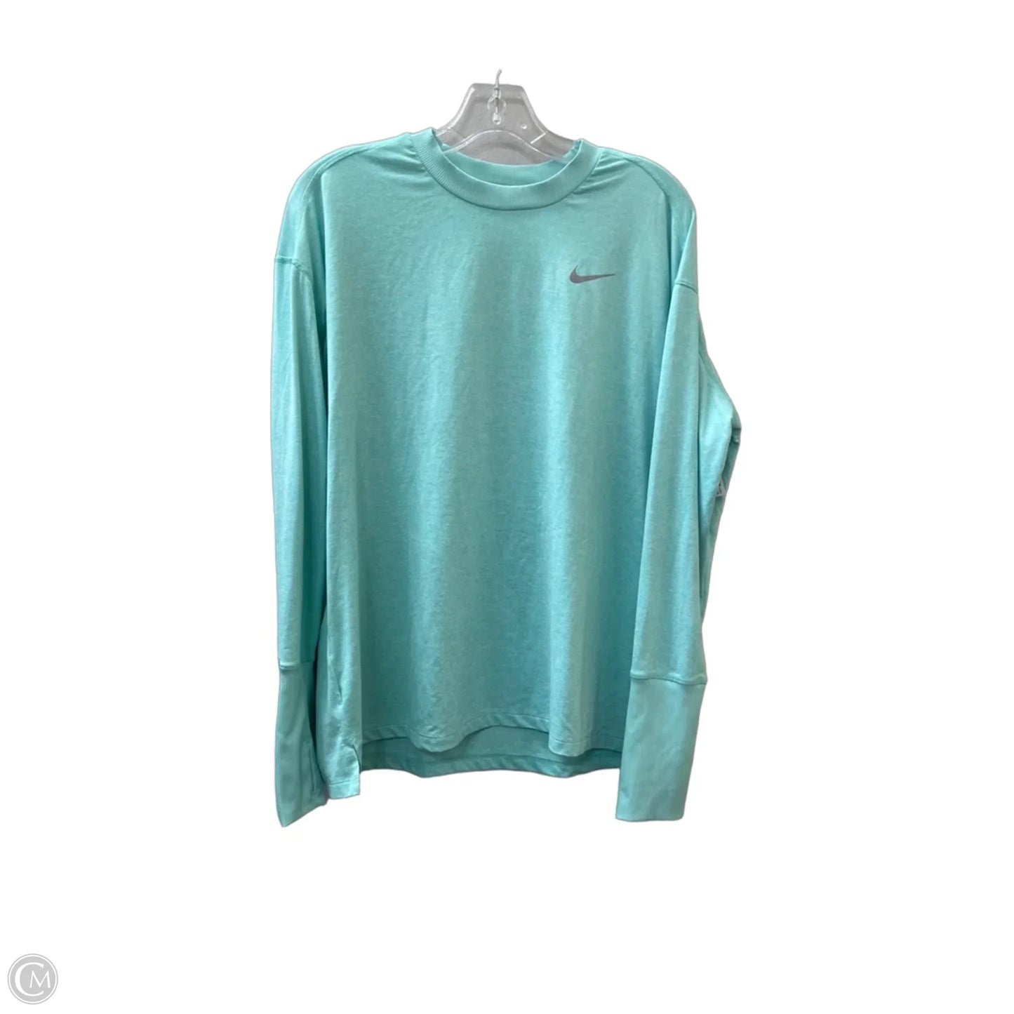 Athletic Top Long Sleeve Crewneck By Nike In Teal, Size: Xl