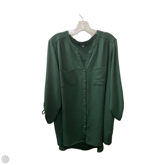 Blouse Long Sleeve By Roz And Ali In Green, Size: 3x