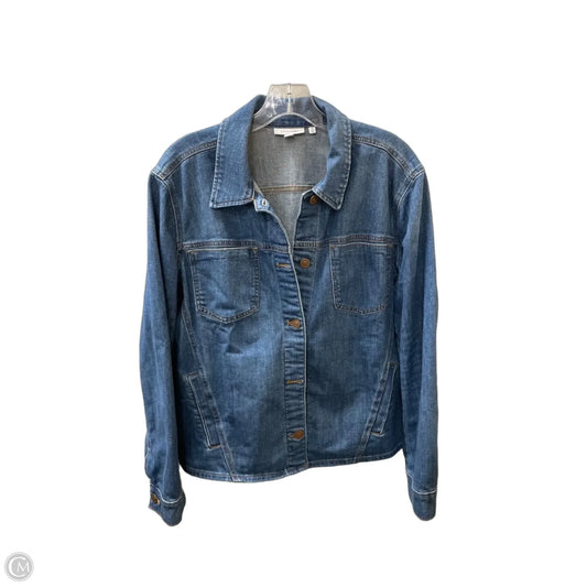 Jacket Denim By Chicos In Blue Denim, Size: Xl
