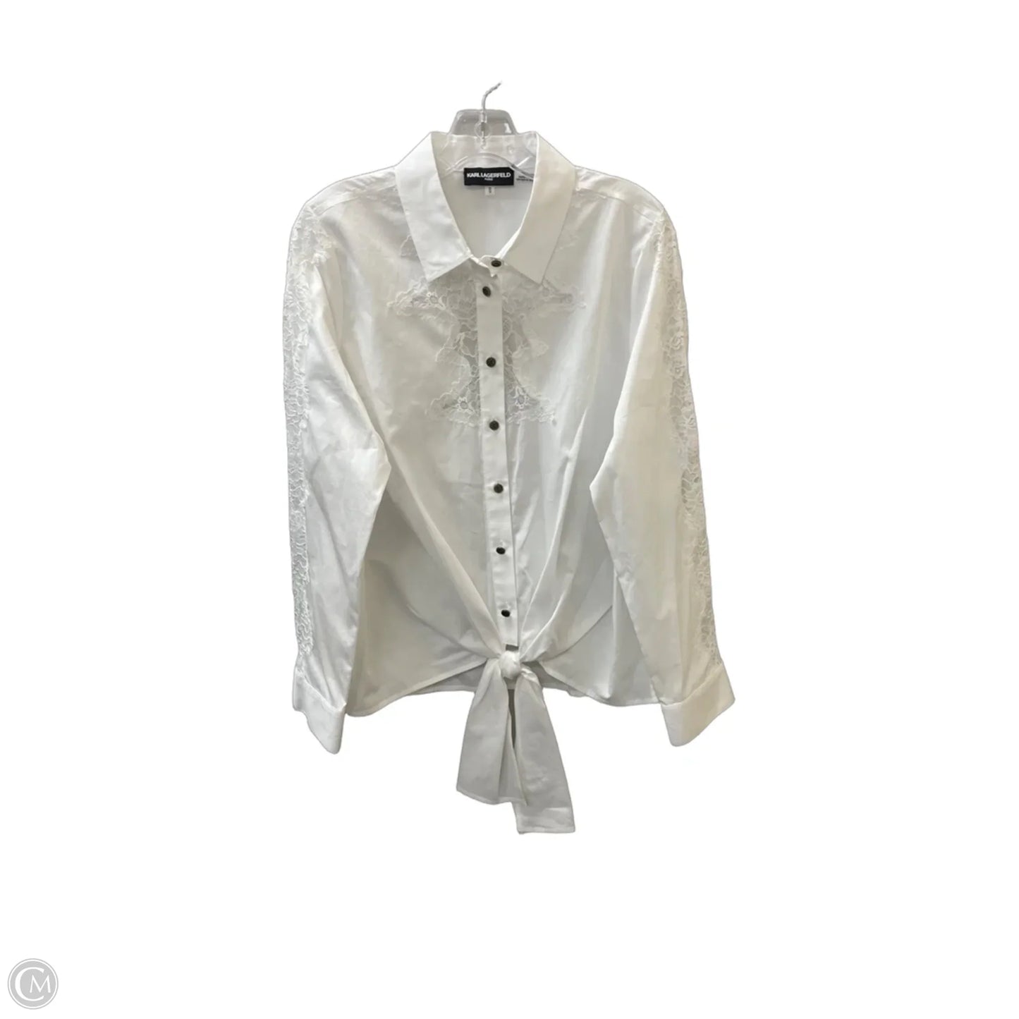 Top Long Sleeve Designer By Karl Lagerfeld In White, Size: M