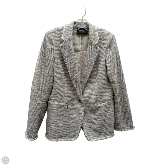 Blazer Designer By Lafayette 148 In Cream & Silver, Size: S