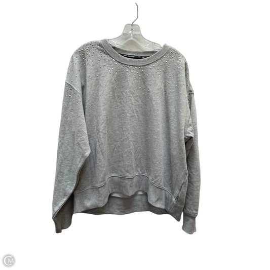 Sweatshirt Designer By Karl Lagerfeld In Grey & Silver, Size: L