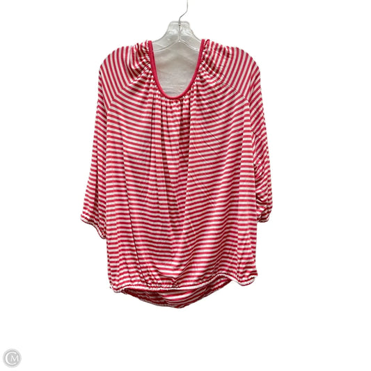 Top 3/4 Sleeve By Michael By Michael Kors In Pink & White, Size: Xl