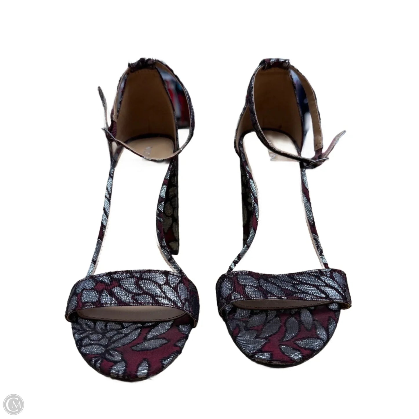 Sandals Heels Block By Merona In Red & Silver, Size: 9