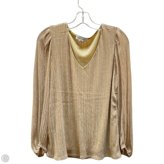 Blouse Long Sleeve By Nine West In Gold, Size: M