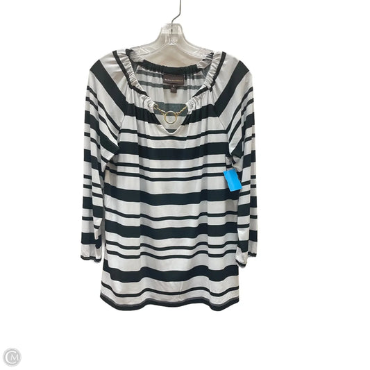 Top Long Sleeve By Dana Buchman In Black & White, Size: M