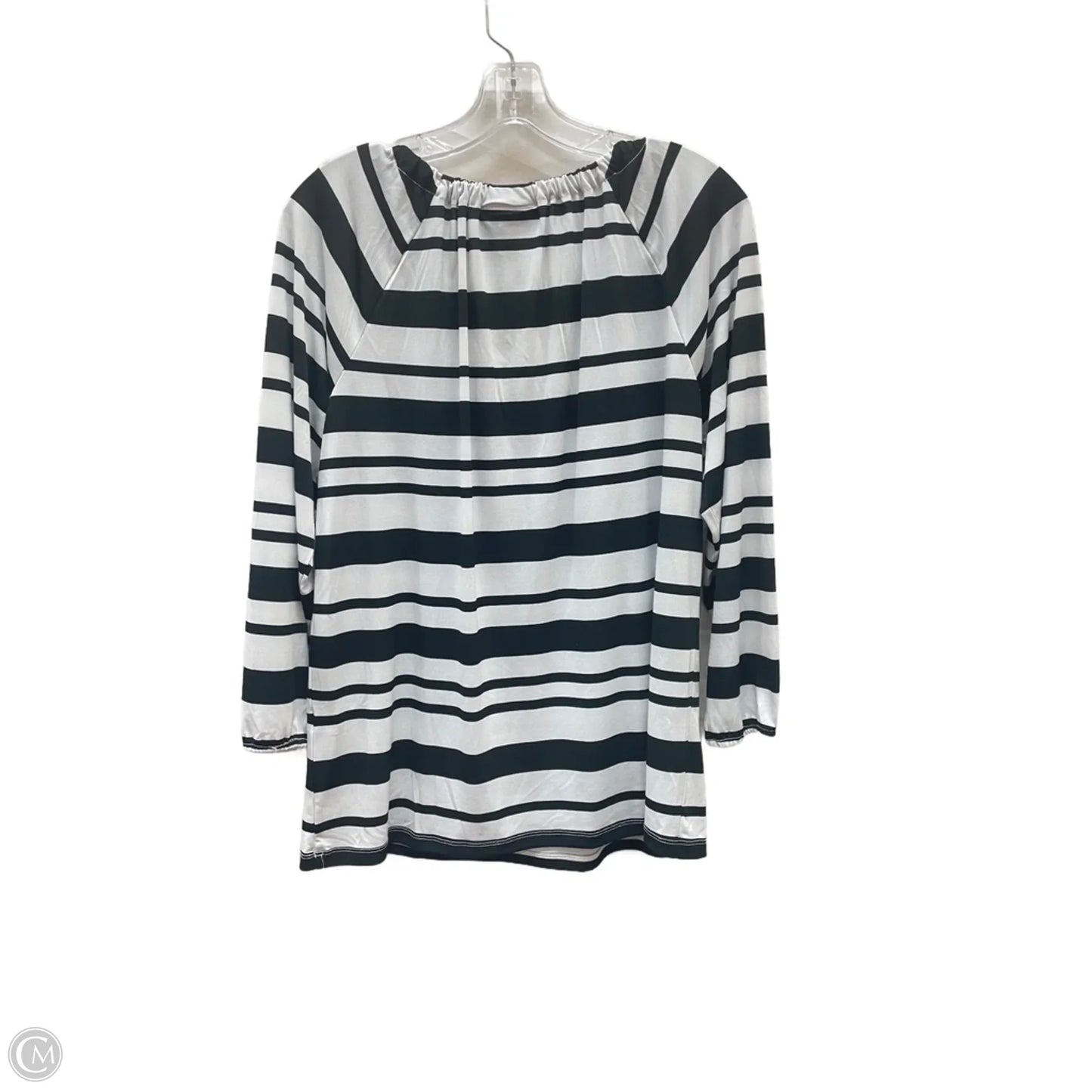 Top Long Sleeve By Dana Buchman In Black & White, Size: M