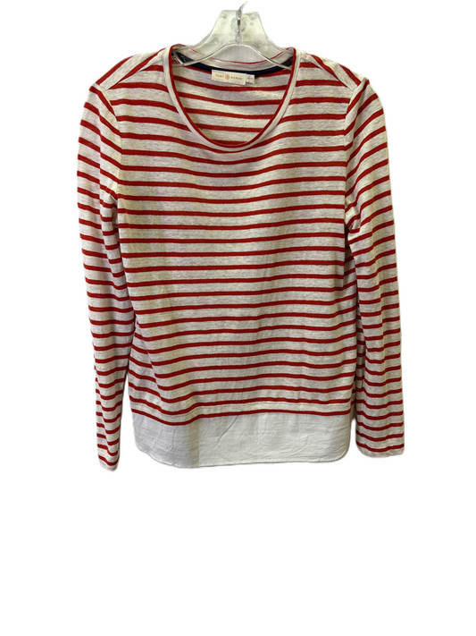 Top Long Sleeve By Tory Burch In Red & White, Size: Xs