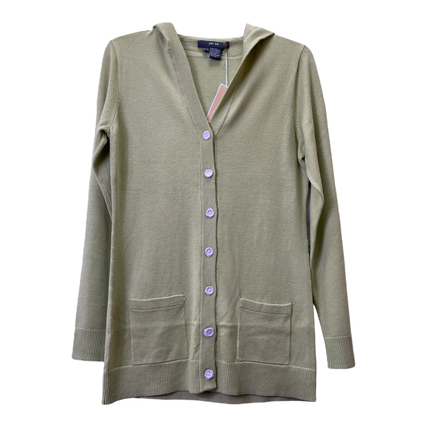 Sweater Cardigan By Per Se In Green, Size: S