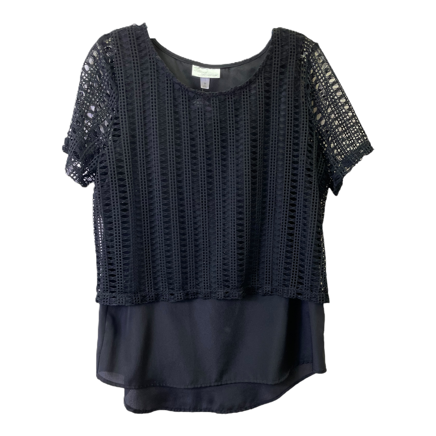 Black Top Short Sleeve By Allison Brittney, Size: M