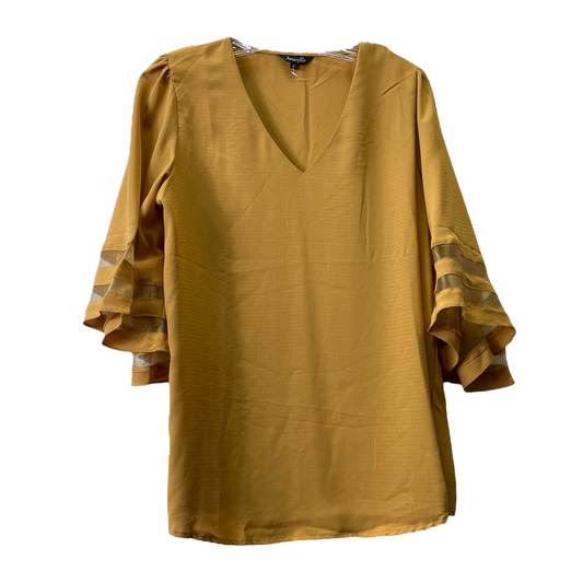 Yellow Top 3/4 Sleeve By Amaryllis, Size: L