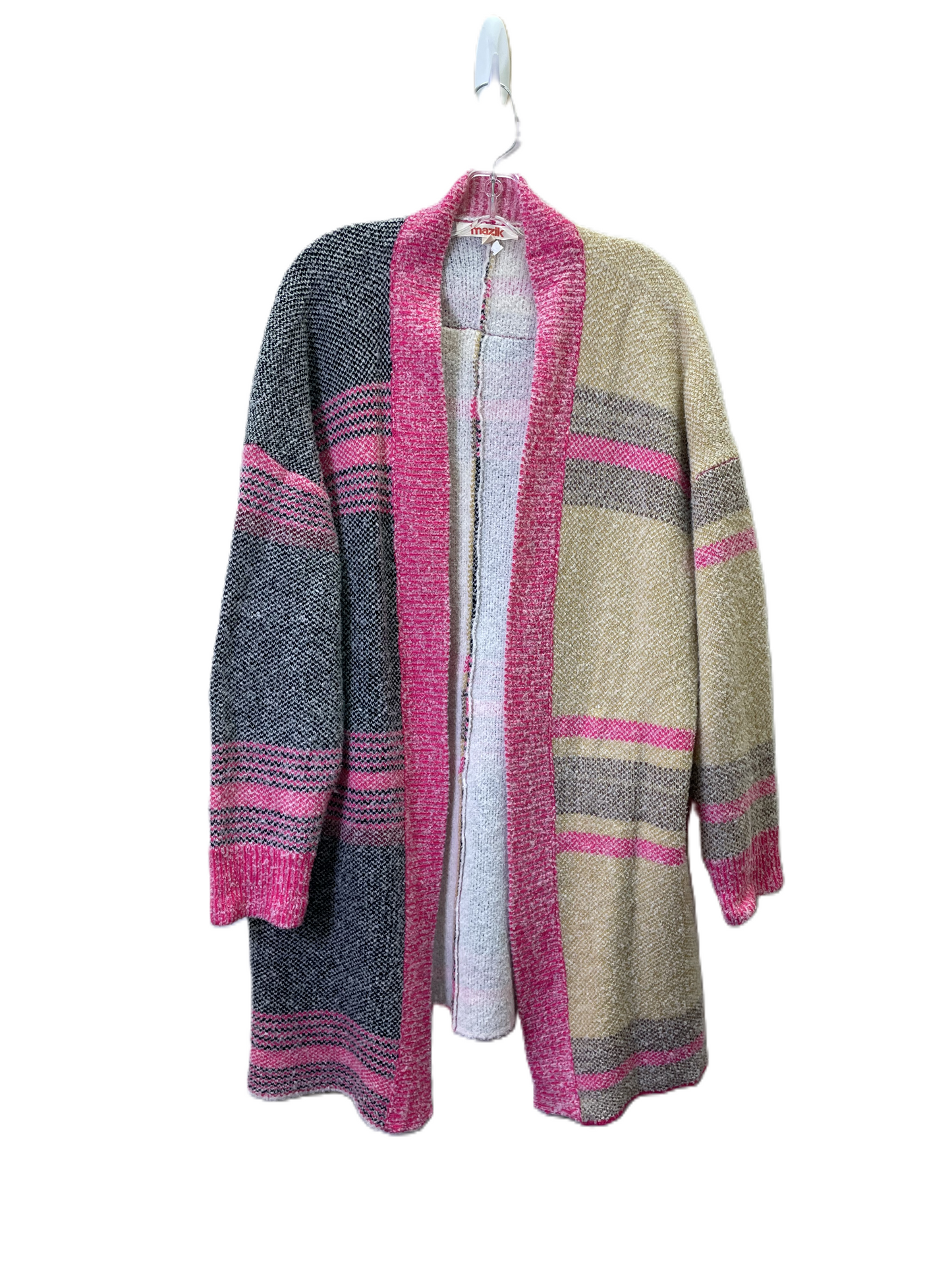 Sweater Cardigan By Mazik In Pink & Yellow, Size: S