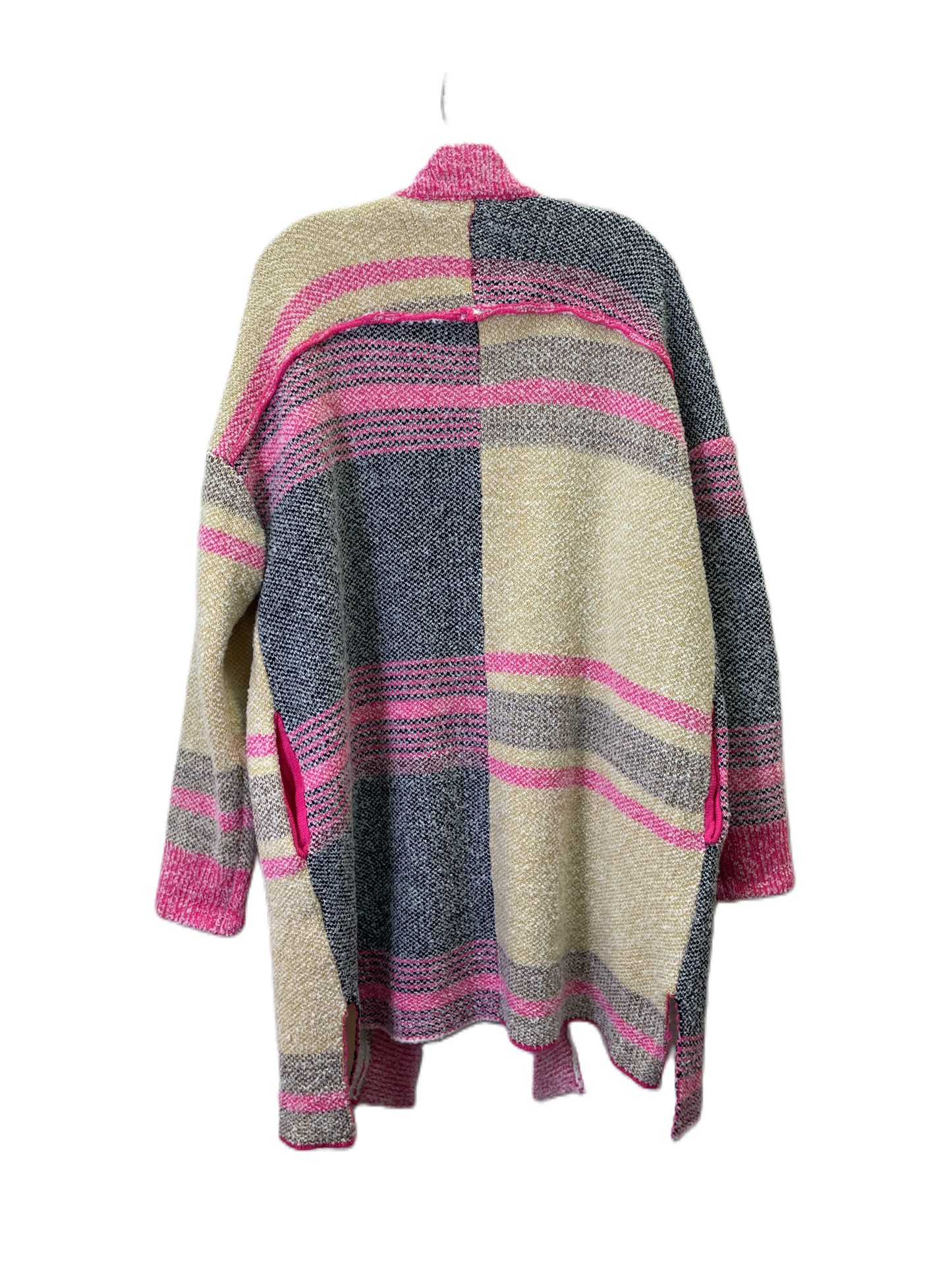 Sweater Cardigan By Mazik In Pink & Yellow, Size: S