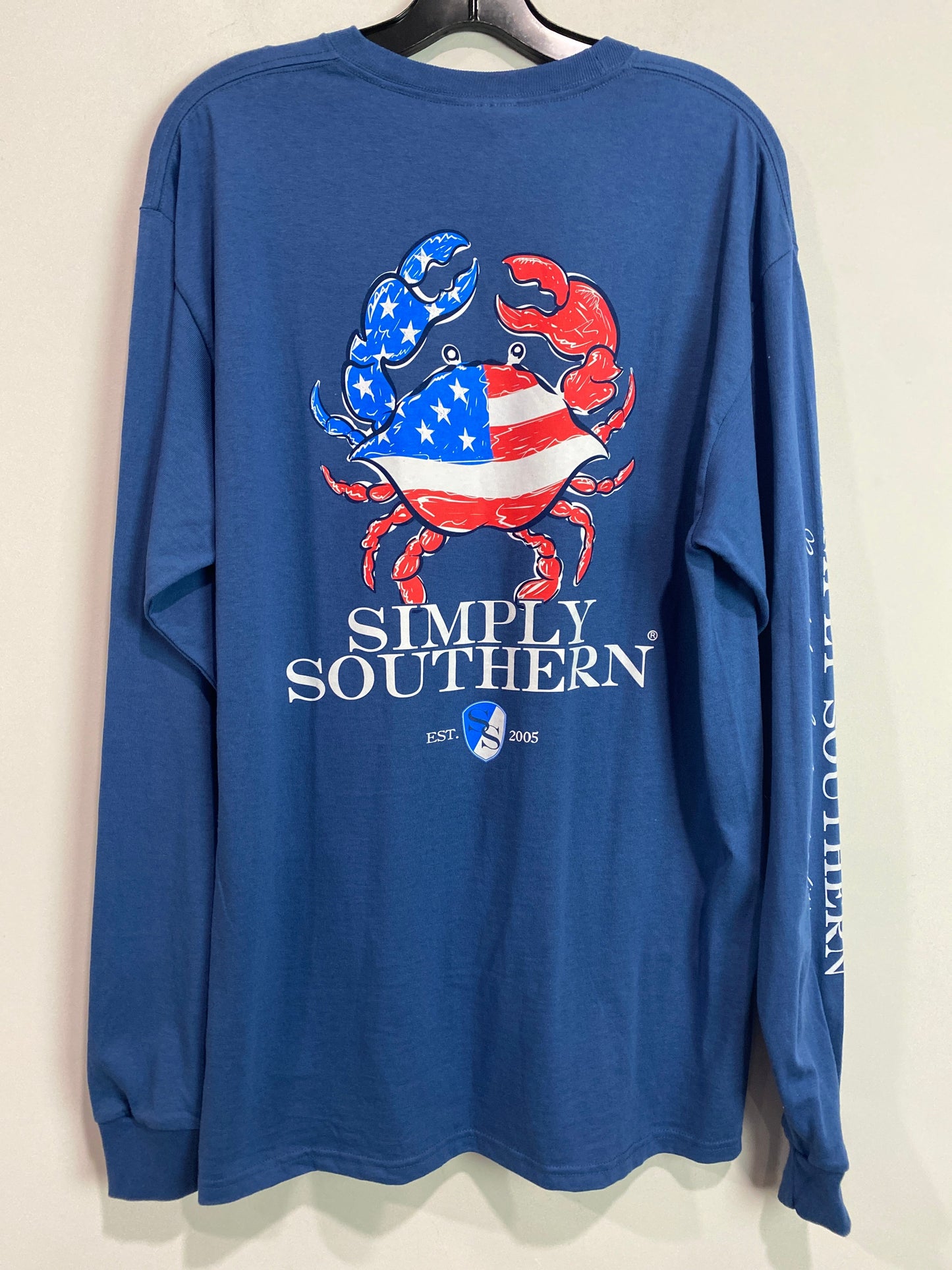 Blue Top Long Sleeve Simply Southern, Size L