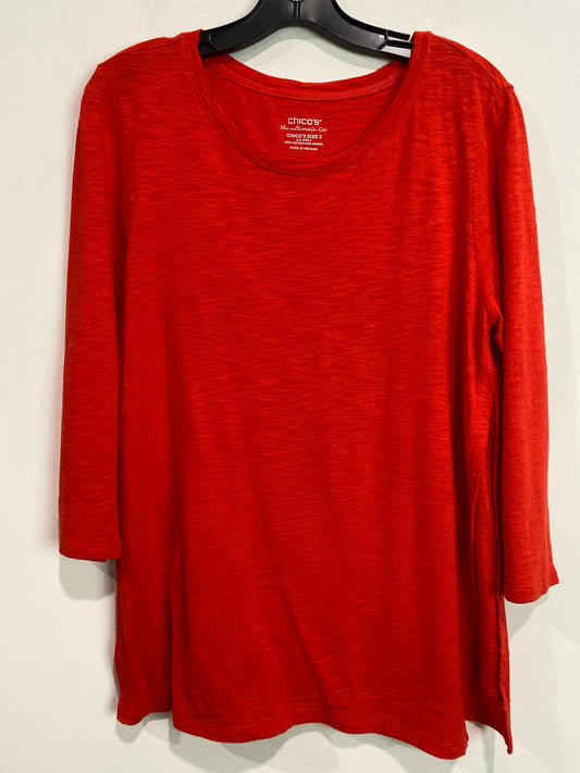 Red Top 3/4 Sleeve Chicos, Size L