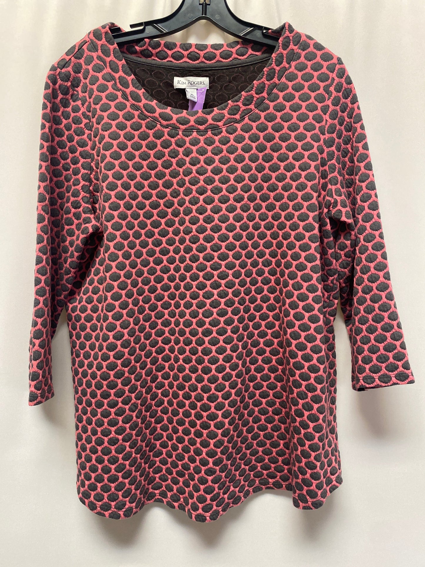 Grey & Pink Top Long Sleeve Kim Rogers, Size Xl