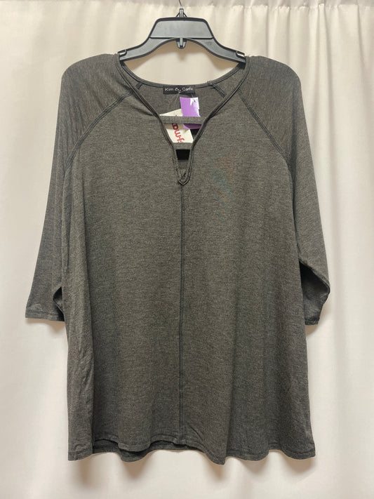 Grey Top Long Sleeve Kim & Cami, Size 1x