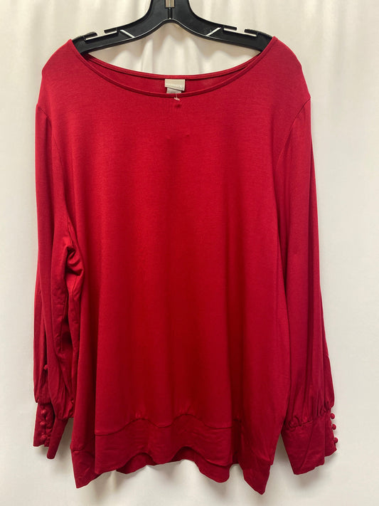 Red Top Long Sleeve Chicos, Size Xxl