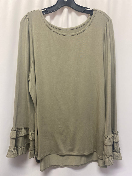 Green Top Long Sleeve Belle By Kim Gravel, Size L