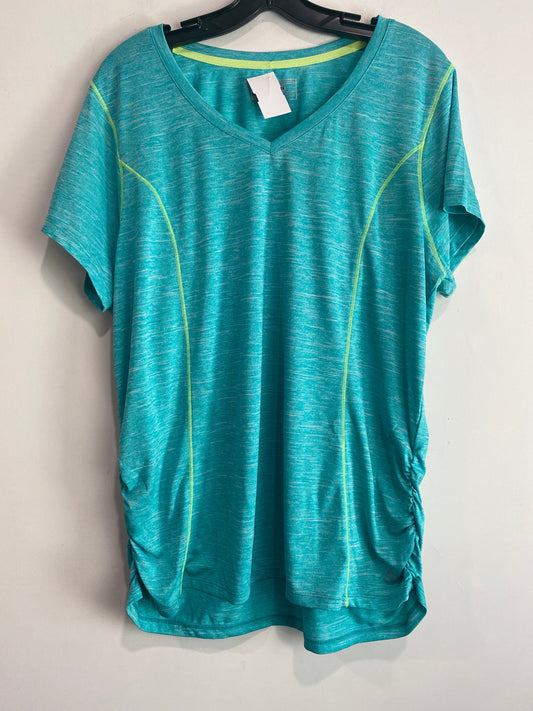 Athletic Top Short Sleeve By Rbx In Teal, Size: 1x