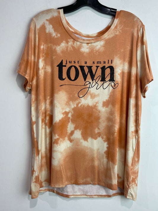 Top Short Sleeve By Cato In Tan, Size: L