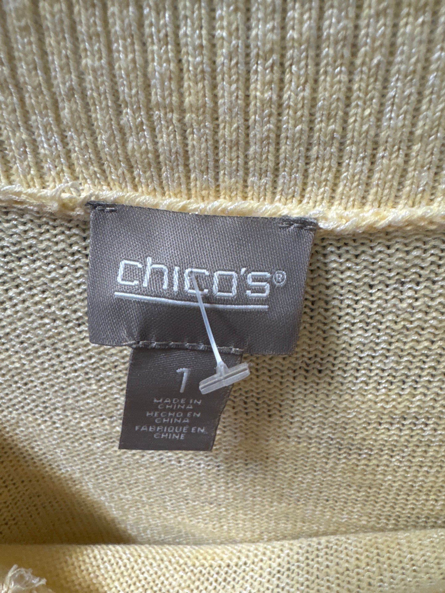 Top 3/4 Sleeve By Chicos In Yellow, Size: M