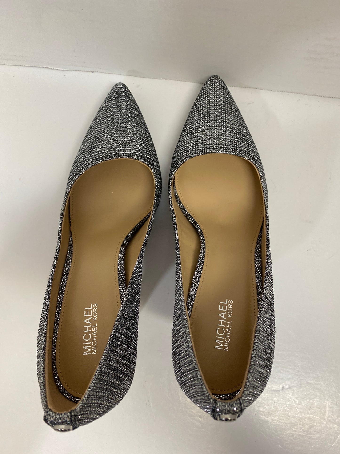 Shoes Heels Stiletto By Michael Kors In Silver, Size: 8