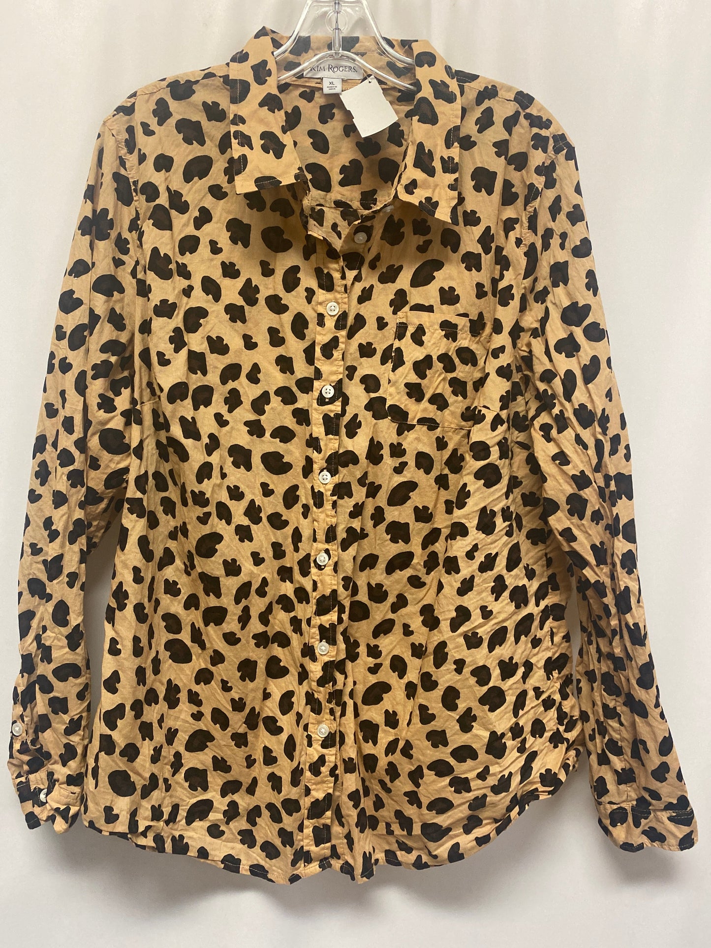 Top Long Sleeve By Kim Rogers In Animal Print, Size: Xl