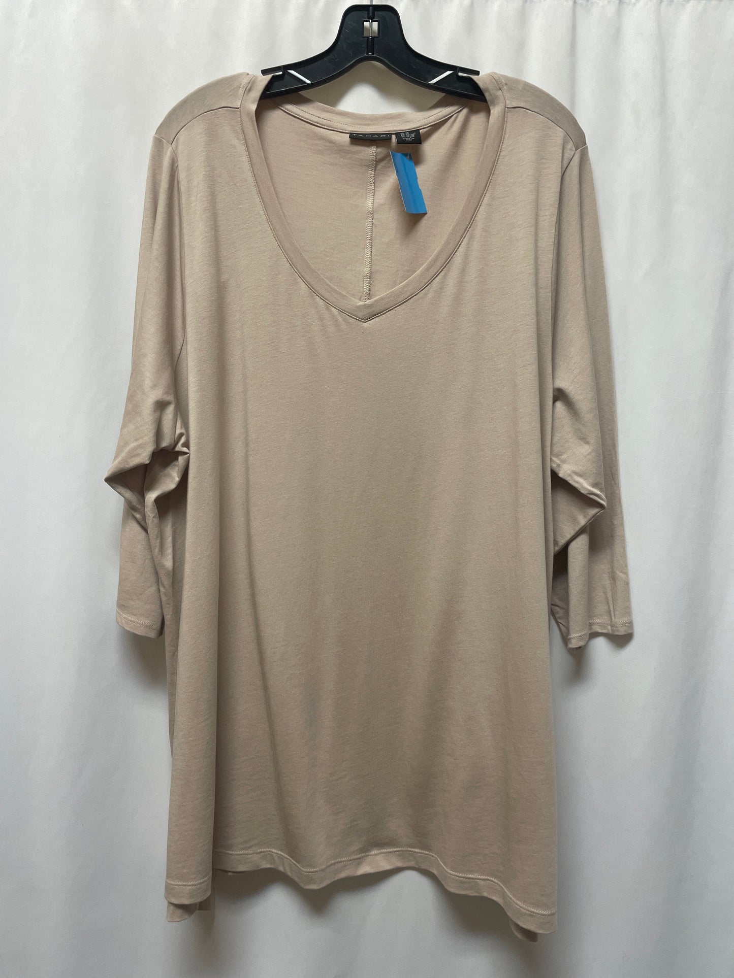 Top 3/4 Sleeve By Tahari By Arthur Levine In Tan, Size: 3x