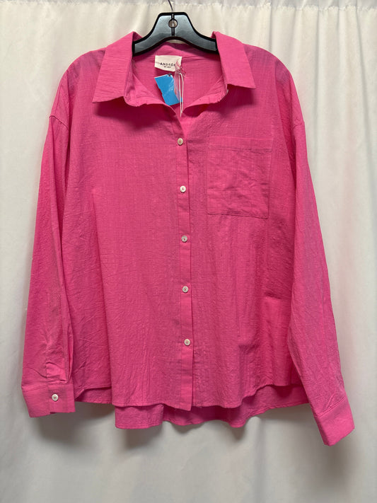 Top Long Sleeve By Andree By Unit In Pink, Size: L