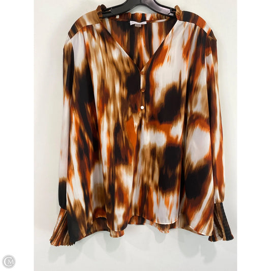 Top Long Sleeve By Calvin Klein In Brown, Size: 2x