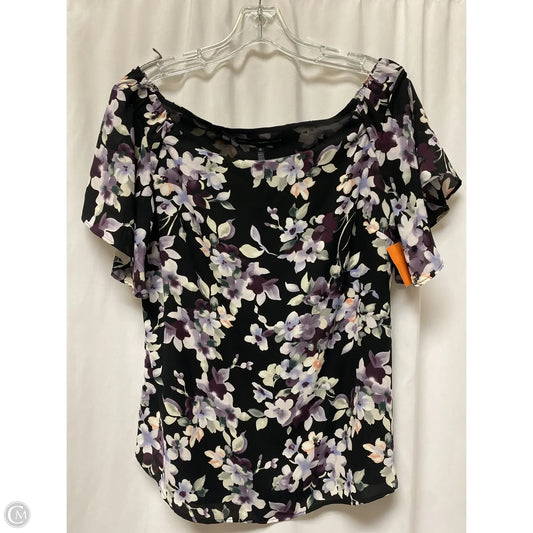Top Short Sleeve By White House Black Market In Black & Purple, Size: M