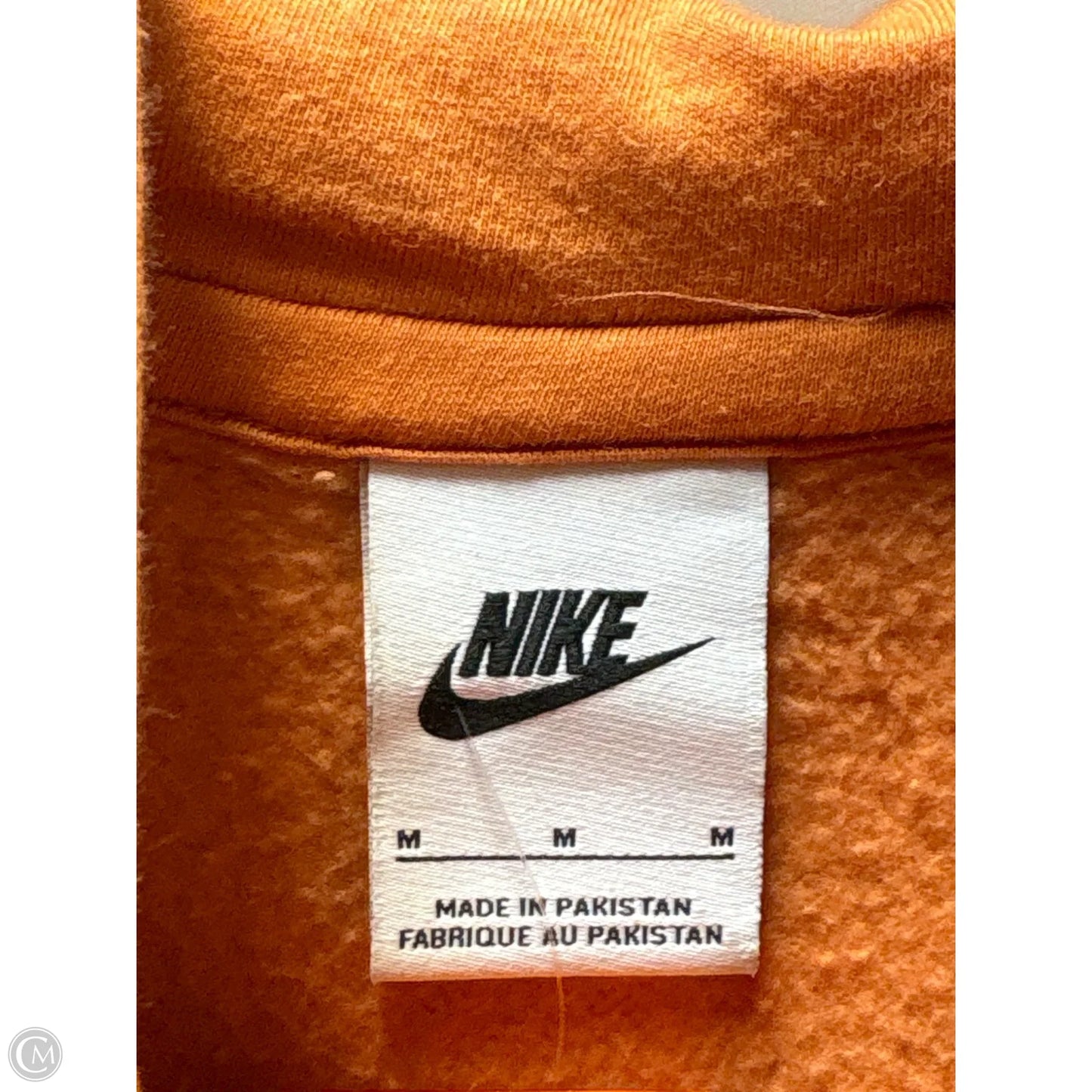 Athletic Sweatshirt Hoodie By Nike In Orange, Size: M