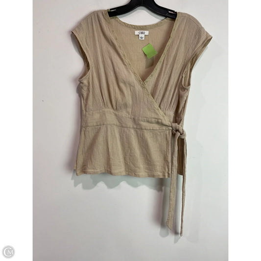 Top Short Sleeve By Cato In Beige, Size: L