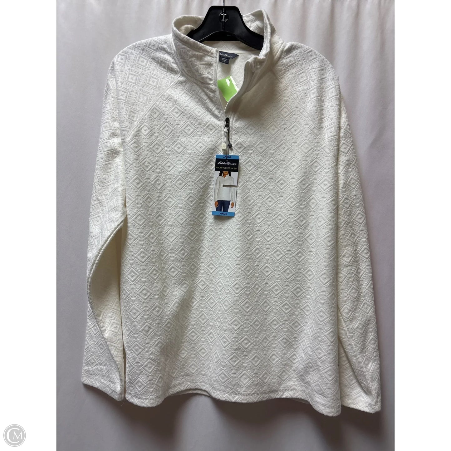 Jacket Fleece By Eddie Bauer In White, Size: L