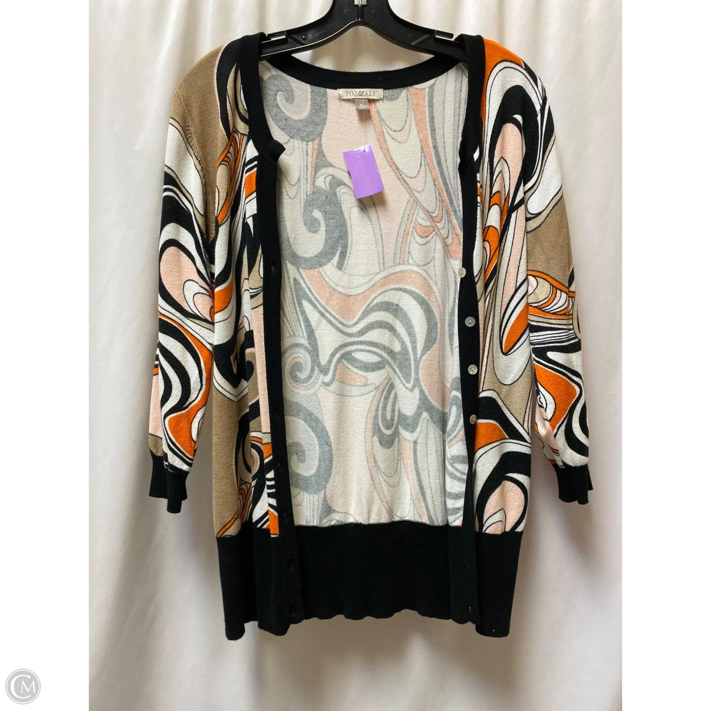 Cardigan By Roz And Ali In Orange, Size: Xl