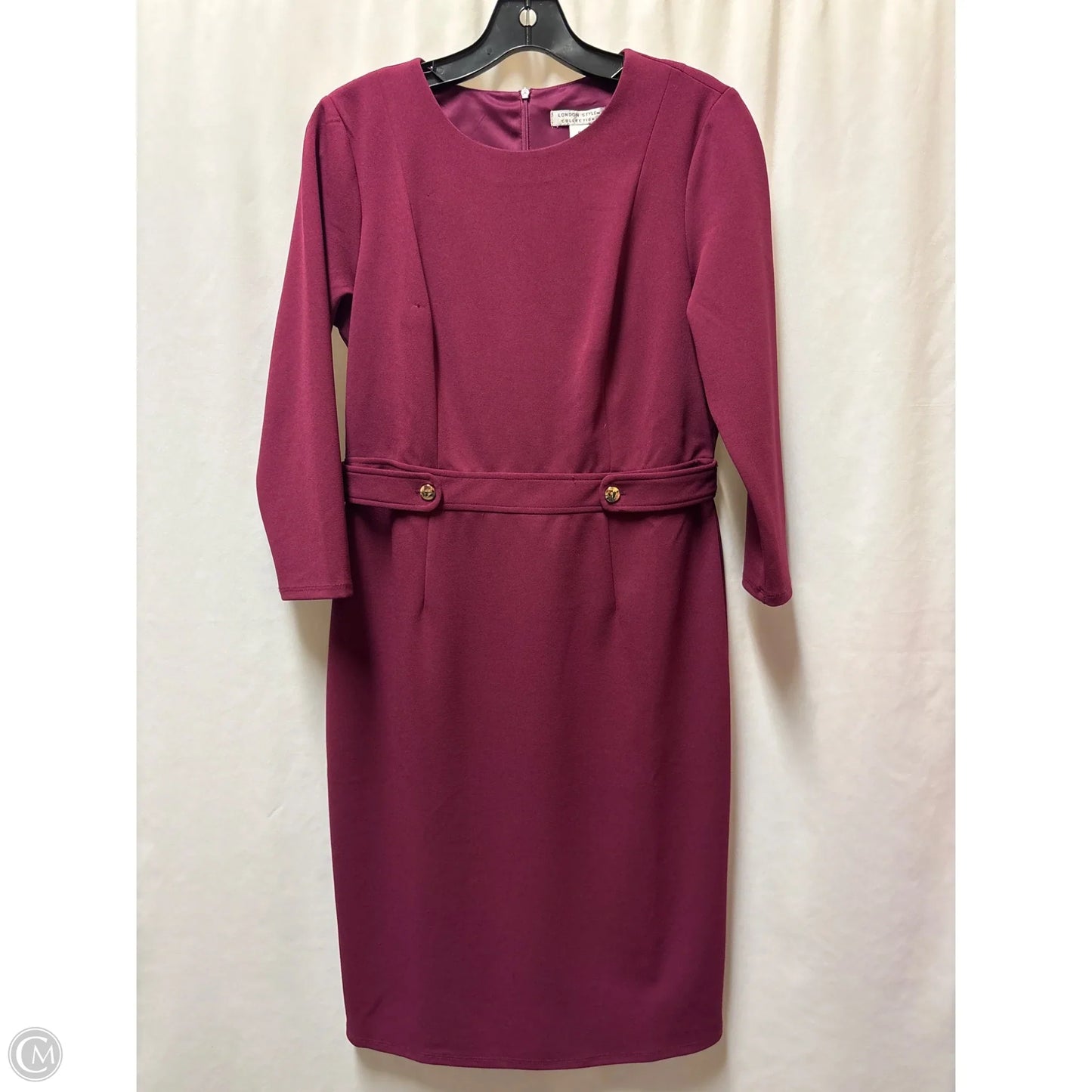 Dress Casual Midi By London Style In Maroon, Size: M