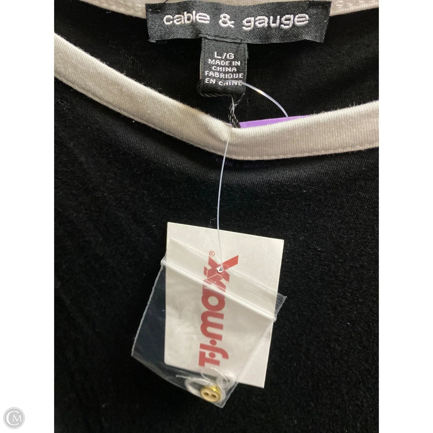 Top Short Sleeve By Cable And Gauge In Black, Size: L