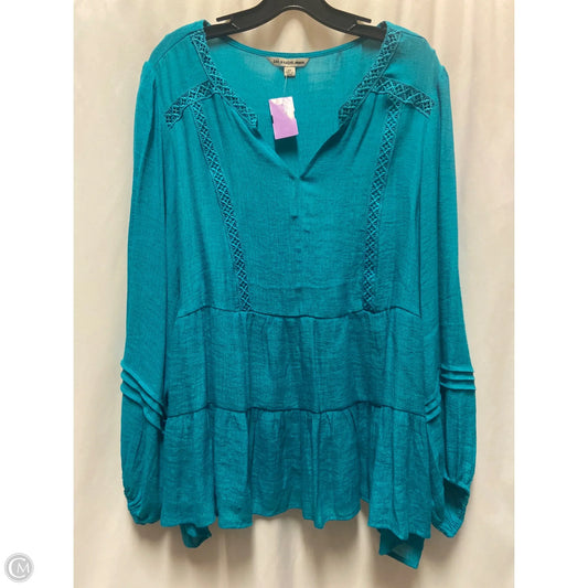 Top Long Sleeve By Zac And Rachel In Aqua, Size: 2x