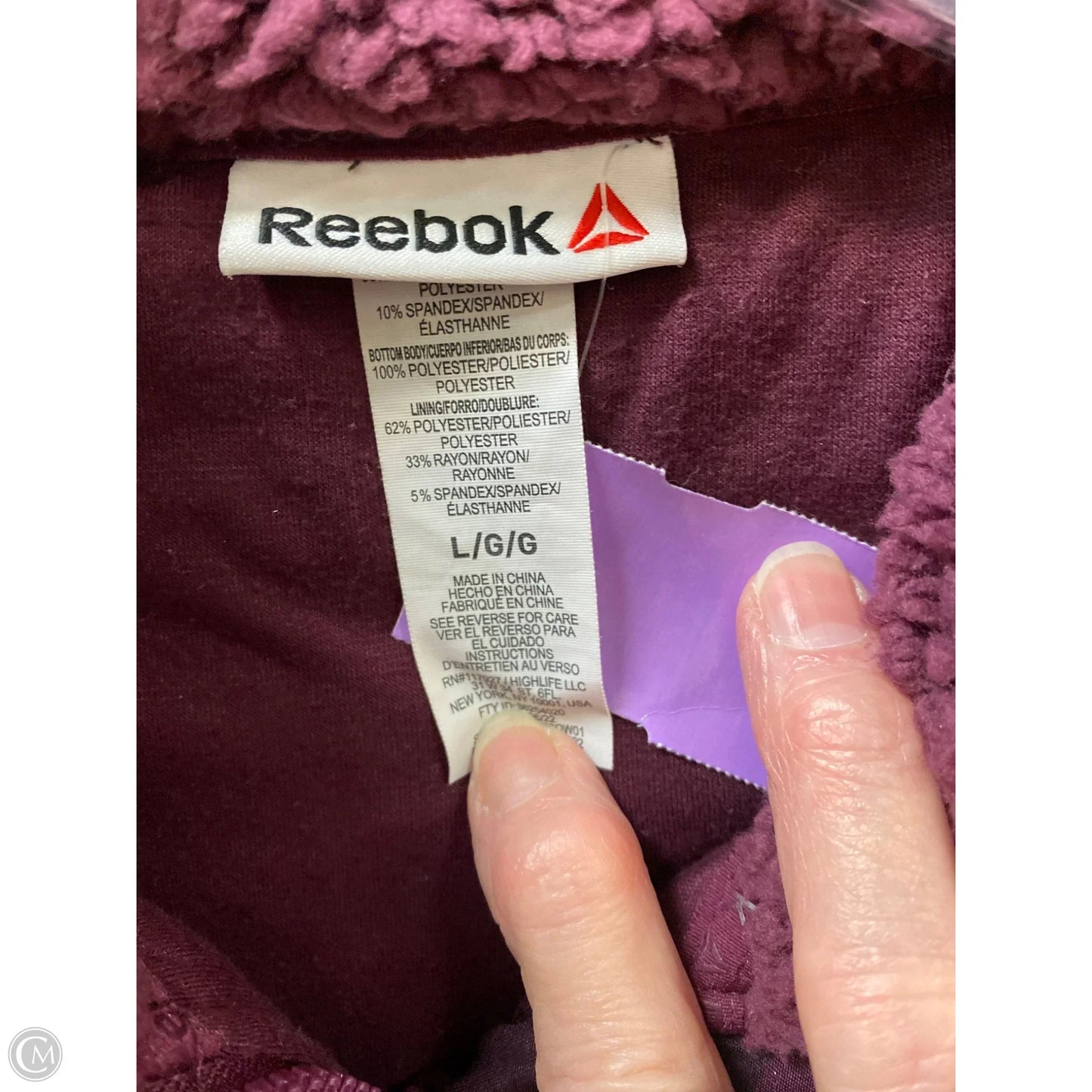 Jacket Faux Fur & Sherpa By Reebok In Maroon, Size: L