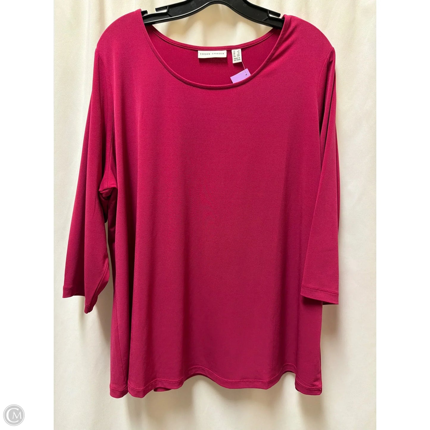 Top 3/4 Sleeve By Susan Graver In Pink, Size: 1x
