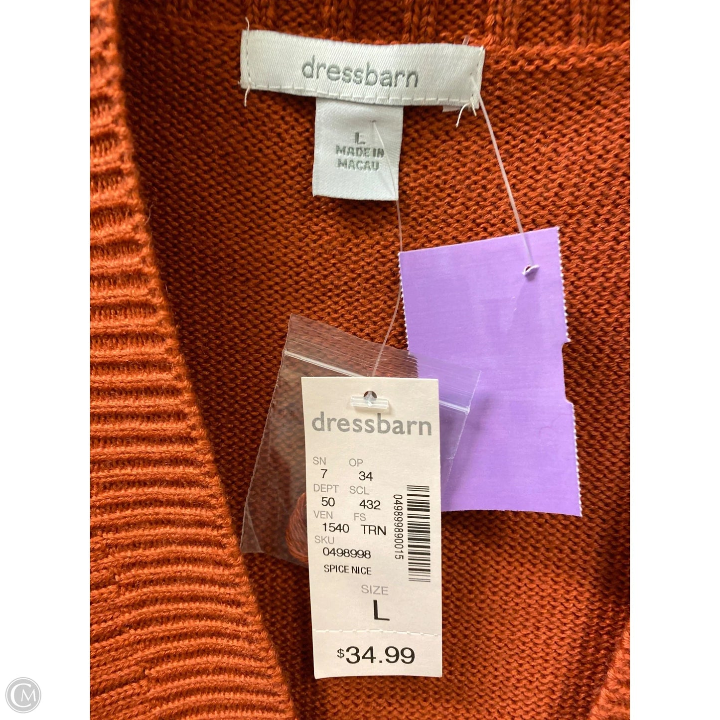 Sweater By Dressbarn In Copper, Size: L