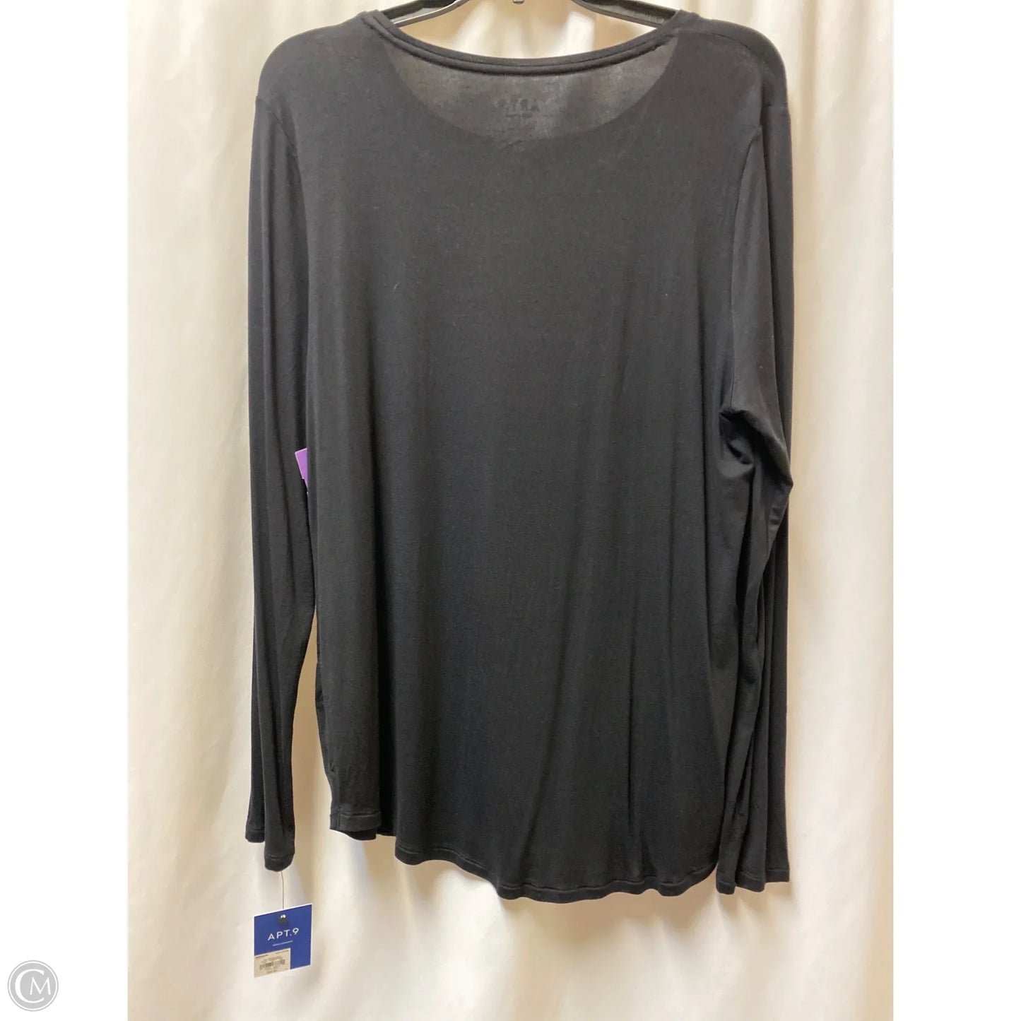 Top Long Sleeve By Apt 9 In Black, Size: L
